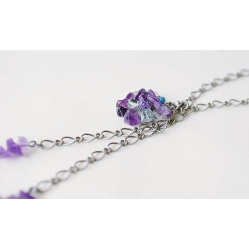 紅女　joncher　アメジストフラワーチャーム付ラリエット（アメジスト・フロライト・水晶・アパタイト） |  | 01