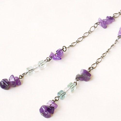 紅女　joncher　アメジストフラワーチャーム付ラリエット（アメジスト・フロライト・水晶・アパタイト） |  | 02