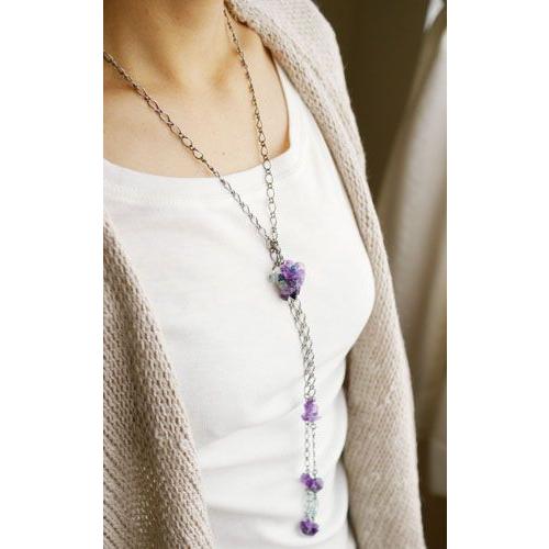 紅女　joncher　アメジストフラワーチャーム付ラリエット（アメジスト・フロライト・水晶・アパタイト） |  | 04