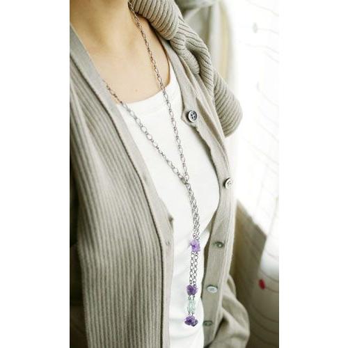 紅女　joncher　アメジストフラワーチャーム付ラリエット（アメジスト・フロライト・水晶・アパタイト） |  | 05