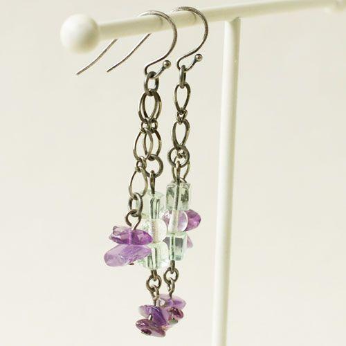 紅女　joncher　アメジストロングピアス（アメジスト・水晶・フロライト） | 