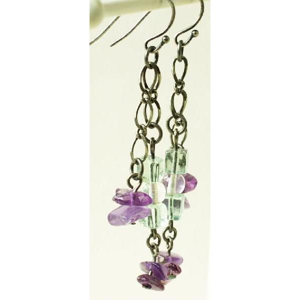 紅女　joncher　アメジストロングピアス（アメジスト・水晶・フロライト） |  | 01