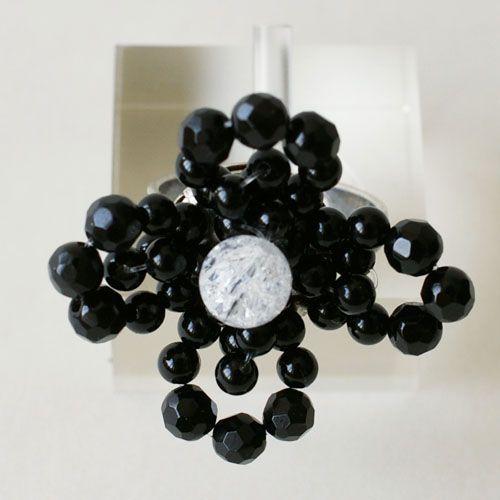 紅女　joncher　天然石フラワーリング(1オニキス/2ガーネット） |  | 01