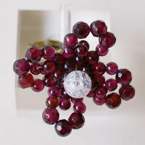 紅女　joncher　天然石フラワーリング(1オニキス/2ガーネット） |  | 02