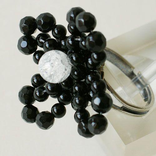 紅女　joncher　天然石フラワーリング(1オニキス/2ガーネット） |  | 03