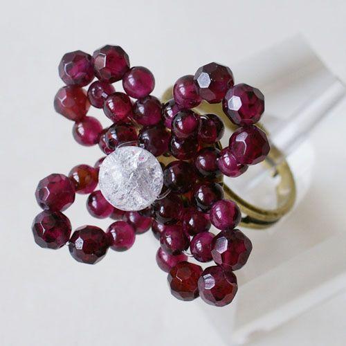 紅女　joncher　天然石フラワーリング(1オニキス/2ガーネット） |  | 04