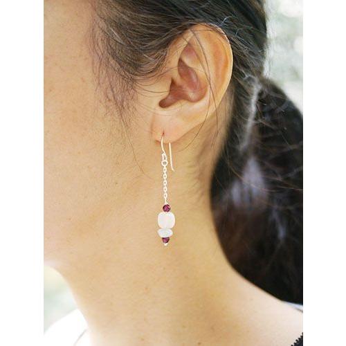 紅女　joncher　白蝶貝・ベリル・ガーネットシルバーピアス |  | 01