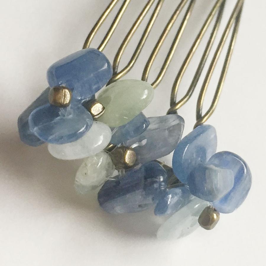 紅女　joncher　ブルーカラー天然石フラワーへアコーム（カイヤナイト・ベリル） |  | 01