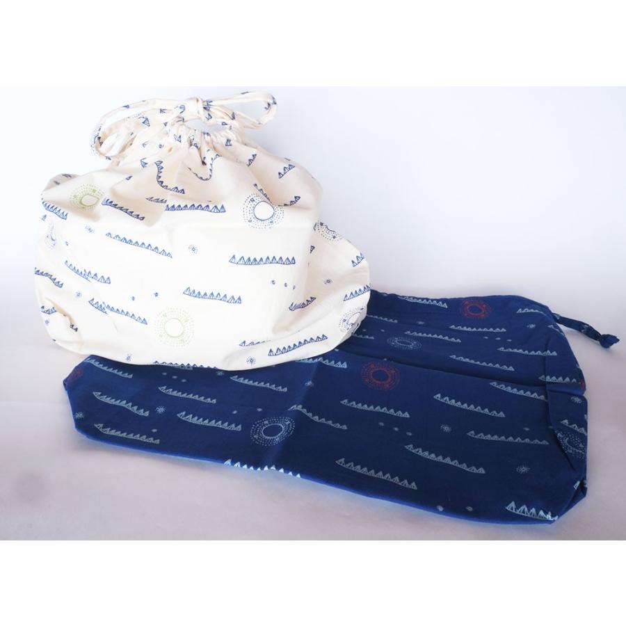 シサム工房　アース巾着バッグ（アースナチュラル・アースインディゴ）（フェアトレード商品）バッグインバッグとしてもオススメ。メール便対応商品 | シサム工房