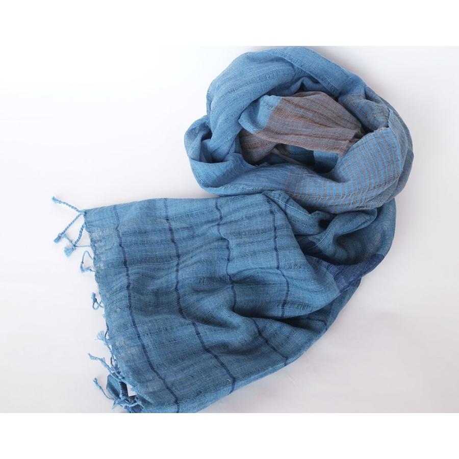 シサム工房・サシャ　ユニセックス草木染めオーガニックテオリショール（インディゴ　ナチュラル）（フェアトレード商品）メール便対象商品 | シサム工房 | 01