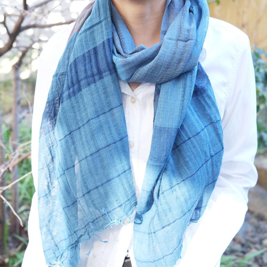シサム工房・サシャ　ユニセックス草木染めオーガニックテオリショール（インディゴ　ナチュラル）（フェアトレード商品）メール便対象商品 | シサム工房 | 03