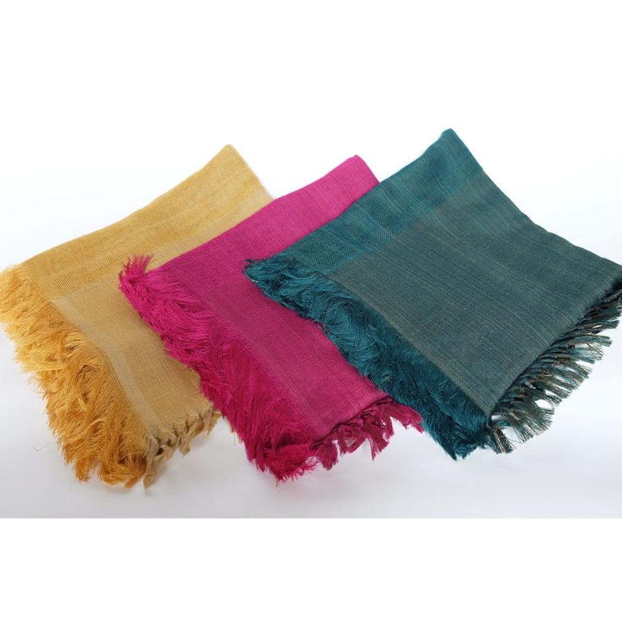 シサム工房・サシャ　ニジュウマキショール（マスタード　ピンク　グリーン）（フェアトレード商品） | シサム工房