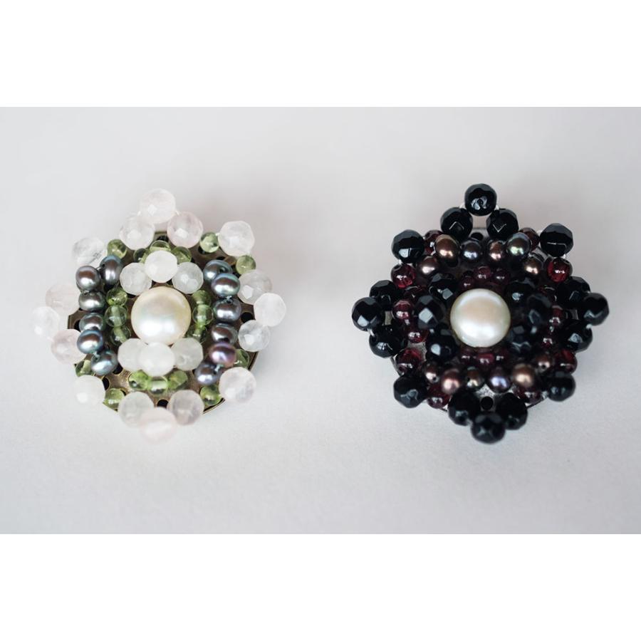 紅女　joncher　マベパール天然石ブローチ（ローズクオーツ　オニキス） | 