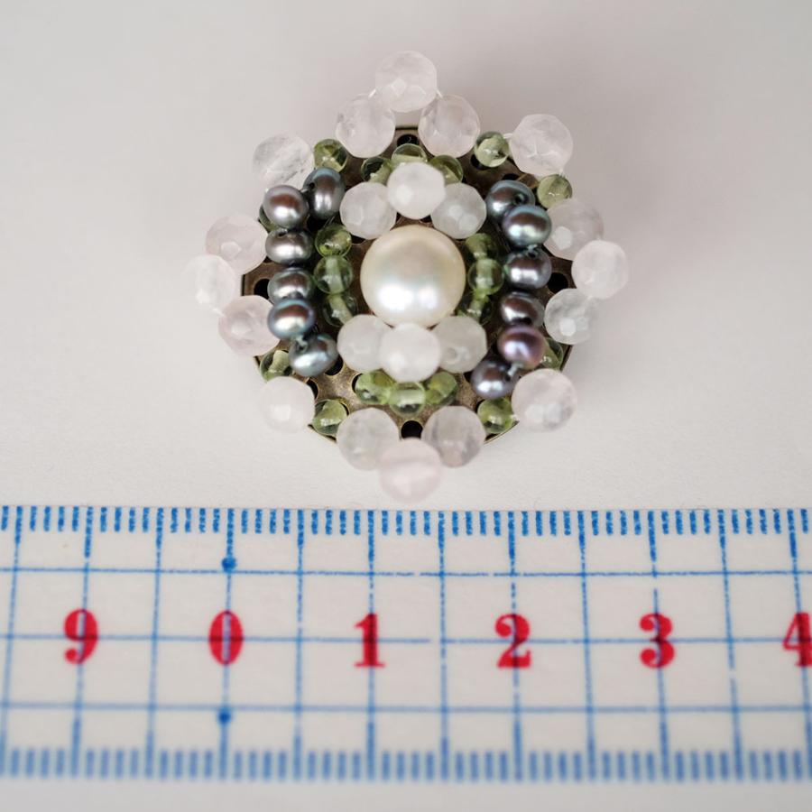 紅女　joncher　マベパール天然石ブローチ（ローズクオーツ　オニキス） |  | 03