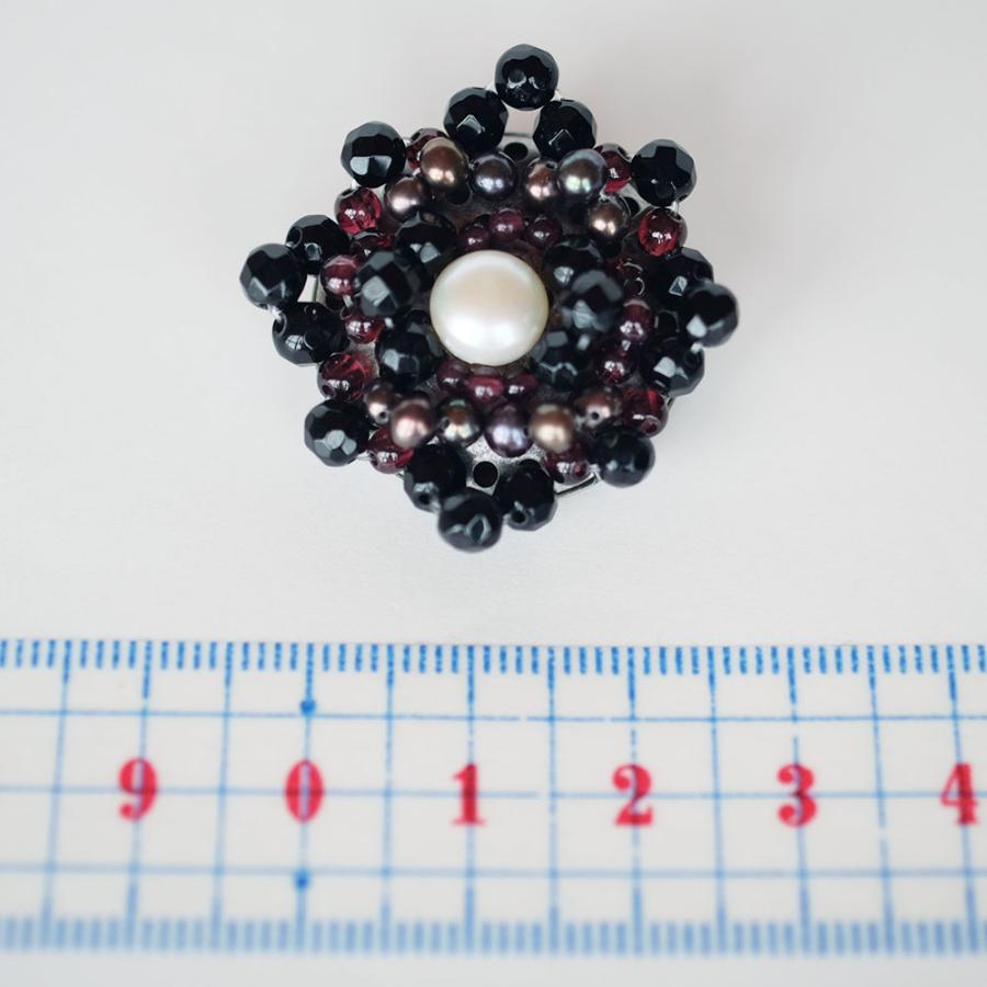 紅女　joncher　マベパール天然石ブローチ（ローズクオーツ　オニキス） |  | 04