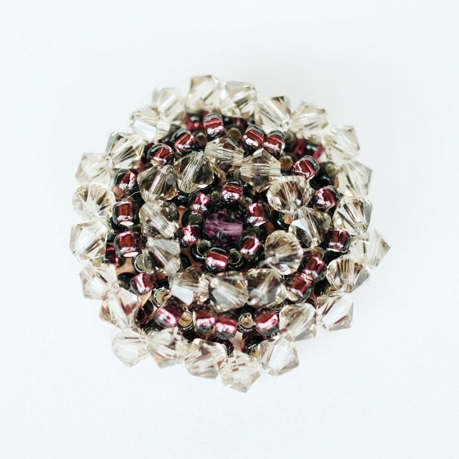 紅女　joncher　スワロフスキーバラ窓ブローチ（グレージュ　ブルー） |  | 01