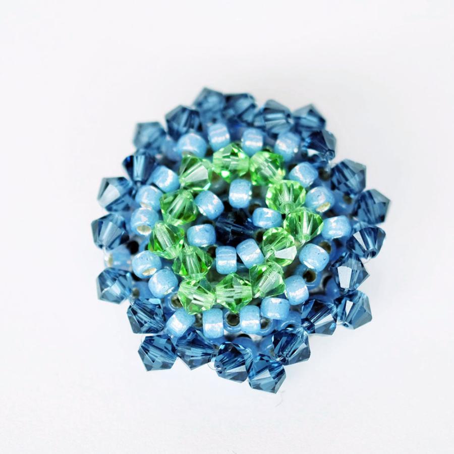 紅女　joncher　スワロフスキーバラ窓ブローチ（グレージュ　ブルー） |  | 02