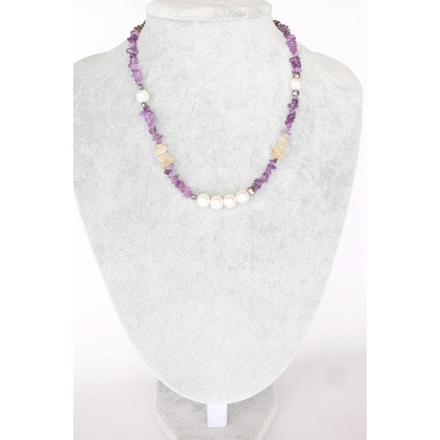 紅女　joncher　天然石フラワーペンダント（アメシスト　　ルチルクオーツ　淡水パール）ペンダントトップつけ外し自由！ |  | 05