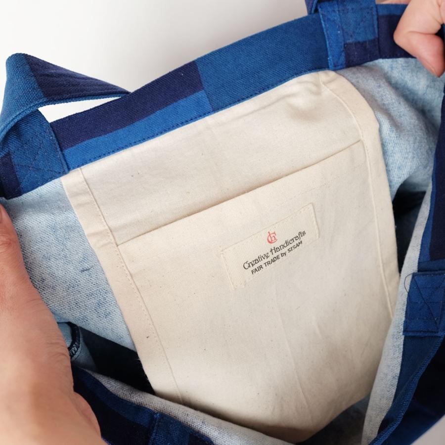 ハーモニートートバッグ（ブルー　イエロー）（フェアトレード商品）　キャンパス生地のジェンダーレストート | シサム工房 | 01
