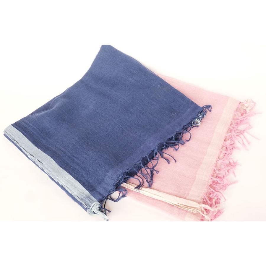 シサム工房・サシャ　オーガニックフワリショール（ネイビー　ピンク）（フェアトレード商品）メール便対象商品 | シサム工房