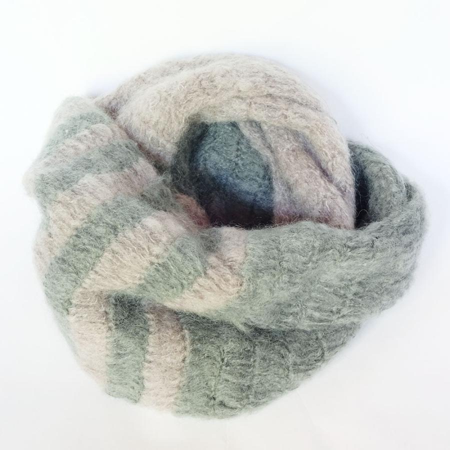 サナ・ハスタカラ　2トーンモヘヤスヌード （グリーン　レッド）（フェアトレード商品） | シサム工房 | 01