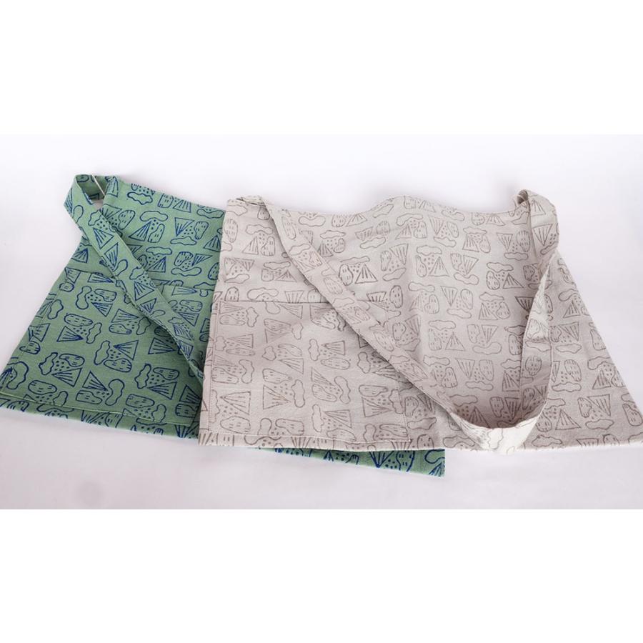 シサム工房　ブロックプリントブラリバッグ（グリーン　グレー）（フェアトレード商品）メール便対応商品 | シサム工房