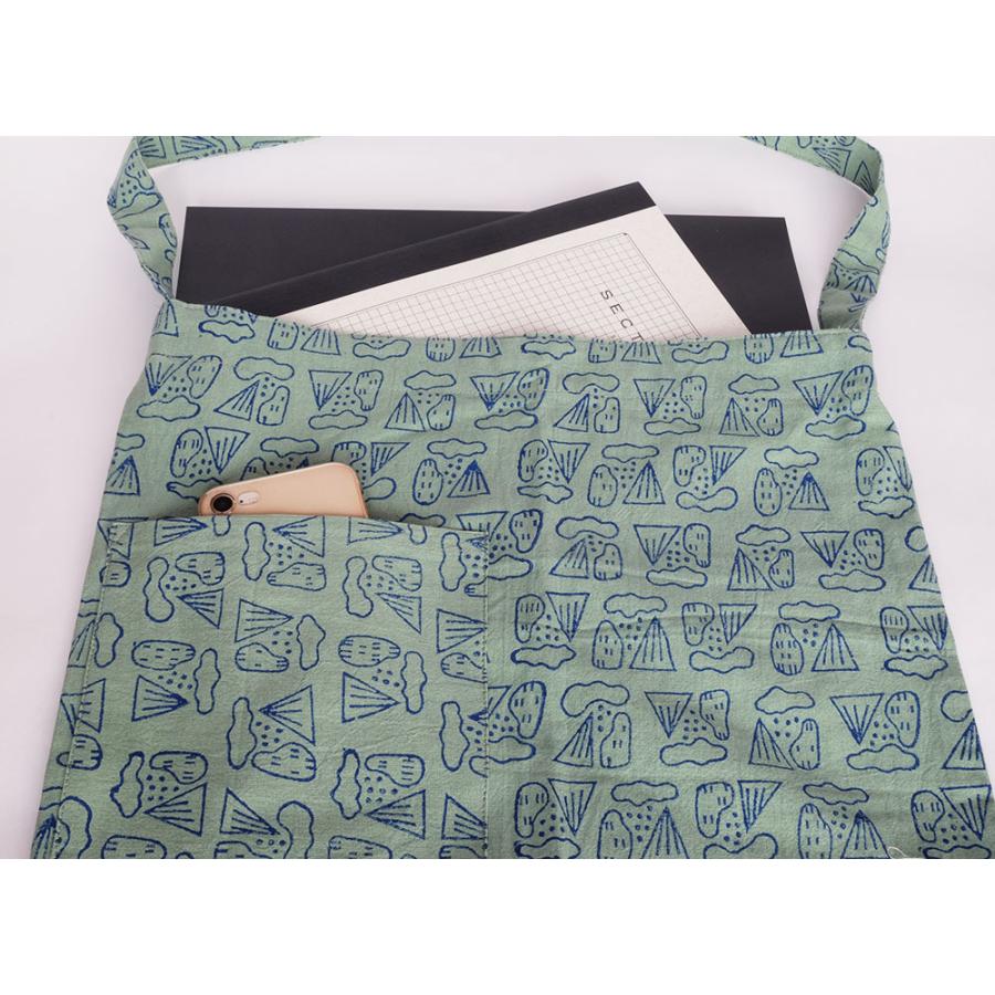 シサム工房　ブロックプリントブラリバッグ（グリーン　グレー）（フェアトレード商品）メール便対応商品 | シサム工房 | 01