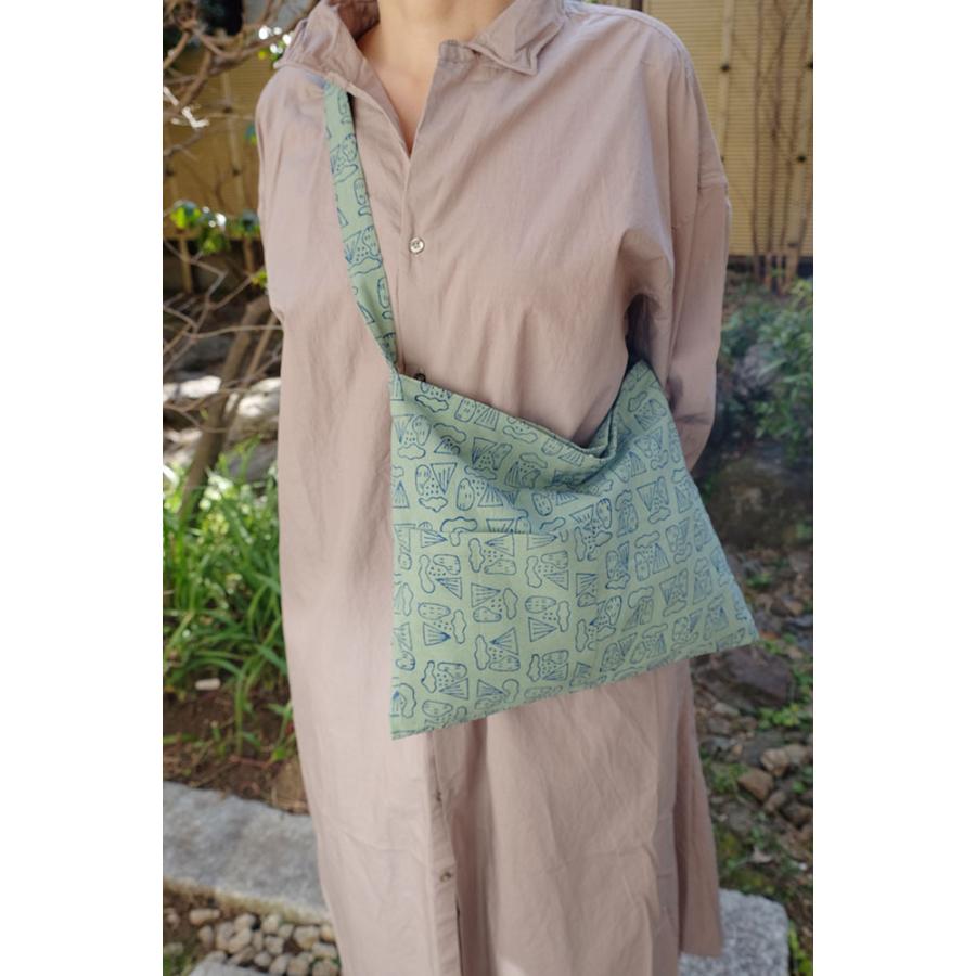 シサム工房　ブロックプリントブラリバッグ（グリーン　グレー）（フェアトレード商品）メール便対応商品 | シサム工房 | 04