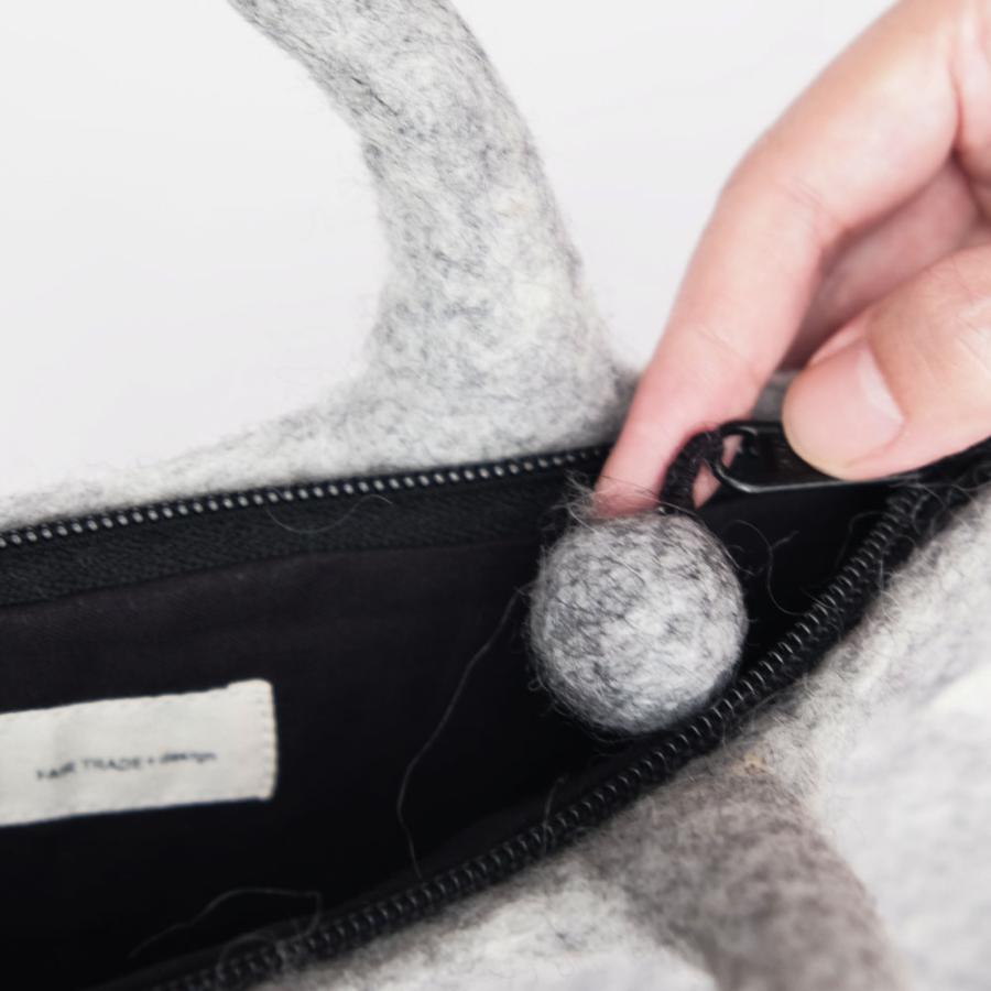 サナ・ハスタカラ　バードバッグ　ウール100％のフェルトバッグ（パープル　グレー） （フェアトレード商品） | シサム工房 | 05