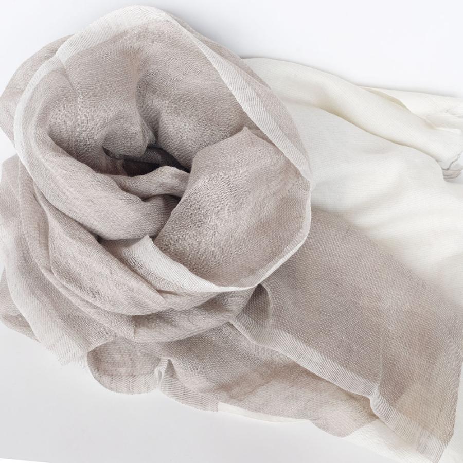 シサム工房・サシャ　リネン・オーガニックコットンショール（グレーベージュ×ホワイト　チャコールグレー×ブルー）（フェアトレード商品）　メール便対象商品 | シサム工房 | 01