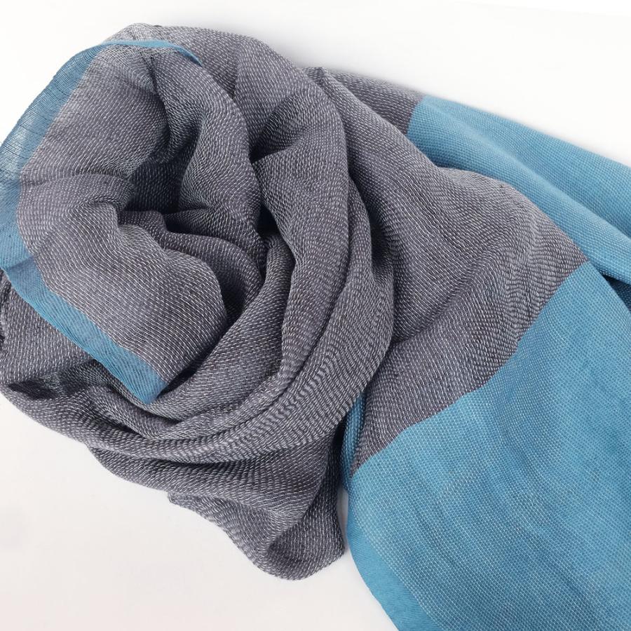 シサム工房・サシャ　リネン・オーガニックコットンショール（グレーベージュ×ホワイト　チャコールグレー×ブルー）（フェアトレード商品）　メール便対象商品 | シサム工房 | 02