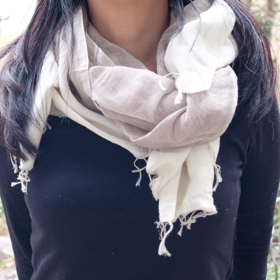 シサム工房・サシャ　リネン・オーガニックコットンショール（グレーベージュ×ホワイト　チャコールグレー×ブルー）（フェアトレード商品）　メール便対象商品 | シサム工房 | 03