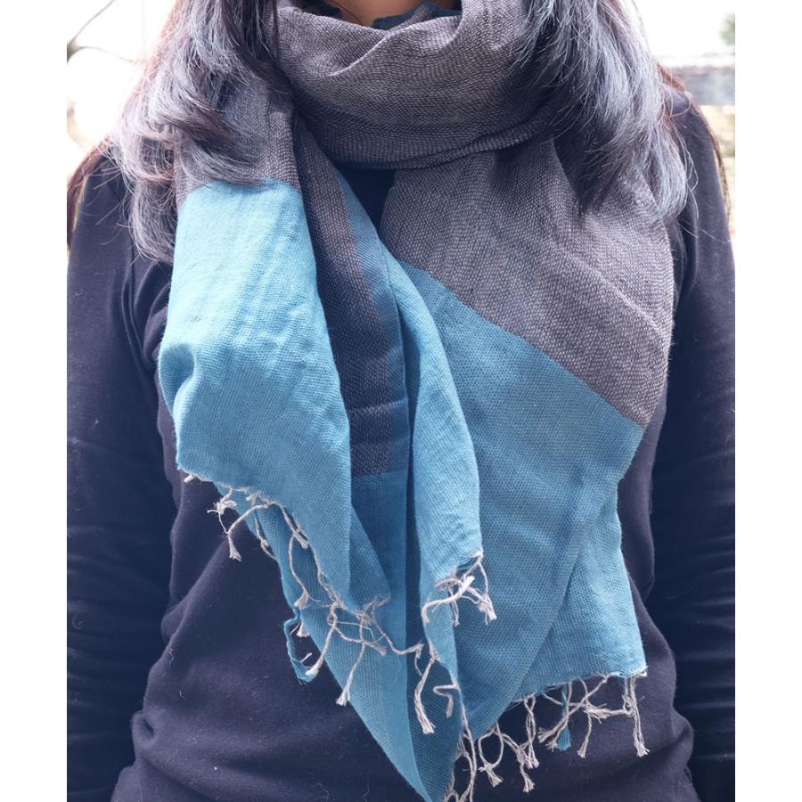 シサム工房・サシャ　リネン・オーガニックコットンショール（グレーベージュ×ホワイト　チャコールグレー×ブルー）（フェアトレード商品）　メール便対象商品 | シサム工房 | 04