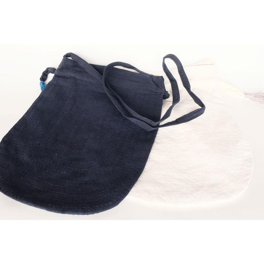 シサム工房・サシャ　ナミヌイサコッシュ（ネイビー　ホワイト）（フェアトレード商品）リサイクルサリー使用 | シサム工房 | 01