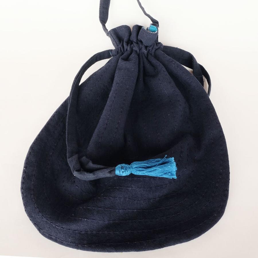 シサム工房・サシャ　ナミヌイサコッシュ（ネイビー　ホワイト）（フェアトレード商品）リサイクルサリー使用 | シサム工房 | 02