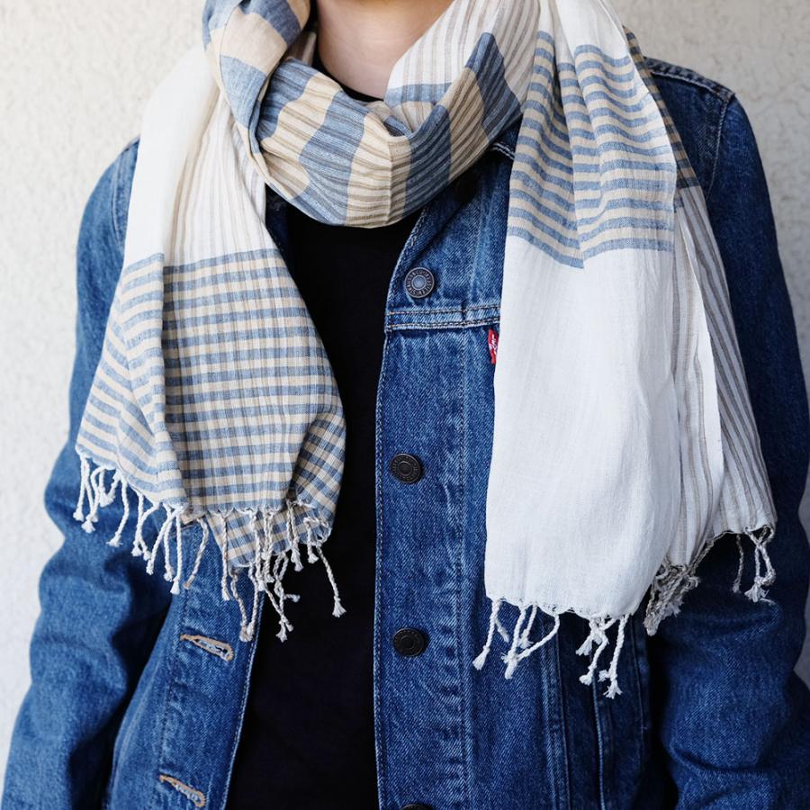 【SALE 再値下げ】シサム工房・サシャ　オーガニックコットンクサキノイロショール （フェアトレード商品）＜メーカー希望小売価格4950円＞ 男性にもオススメ | シサム工房 | 03