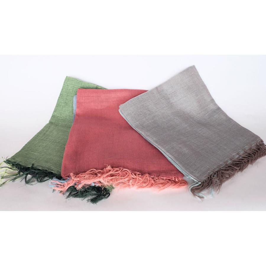 シサム工房・サシャ　オーガニックフワリショール（グリーン　ダークピンク　グレージュ）（フェアトレード商品） | シサム工房