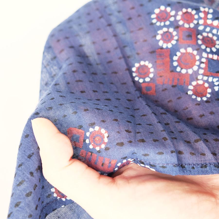 シサム工房・サシャ　オーガニックコットンオマモリショール（ネイビー　ホワイト）（フェアトレード商品） | シサム工房 | 05