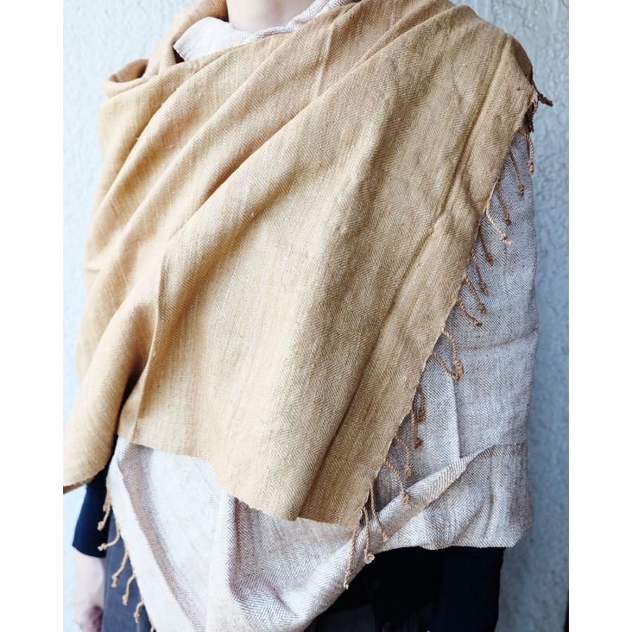 シサム工房　２トーンワイドエリシルクストール（マスタード　ブルー）（フェアトレード商品）シルク１００％ | シサム工房 | 04