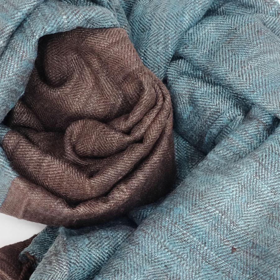 シサム工房　２トーンワイドエリシルクストール（マスタード　ブルー）（フェアトレード商品）シルク１００％ | シサム工房 | 05