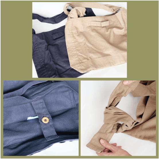 シサム工房　EMOCキャンパスショルダーバッグ(ネイビー　カーキ）（フェアトレード商品）オーガニックコットン100% | シサム工房 | 06