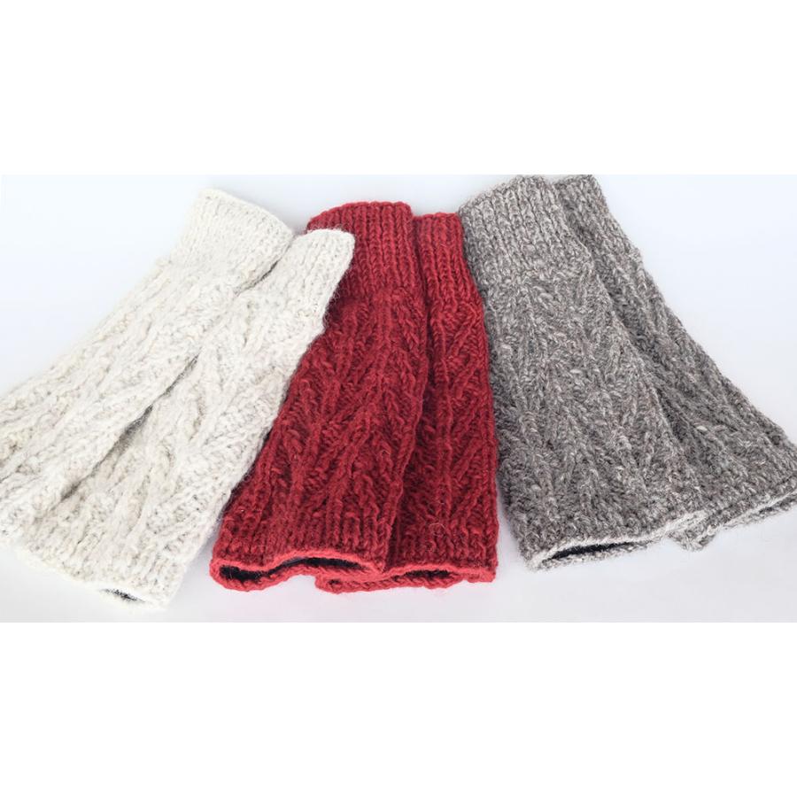 シサム工房 サナ・ハスタカラ　アランアームウォーマー（ホワイト　レッド　グレー）（フェアトレード商品）メール便対応商品 | シサム工房