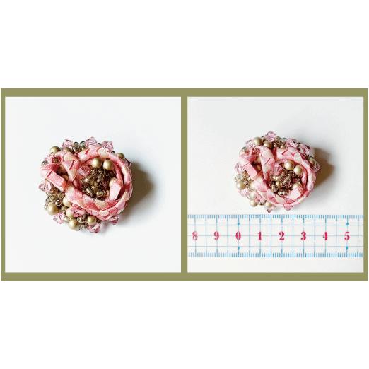 紅女　joncher　ビーズリボンミニブローチ（ピンク）　ビーズ・リボンを組み合わせたブローチ |  | 05