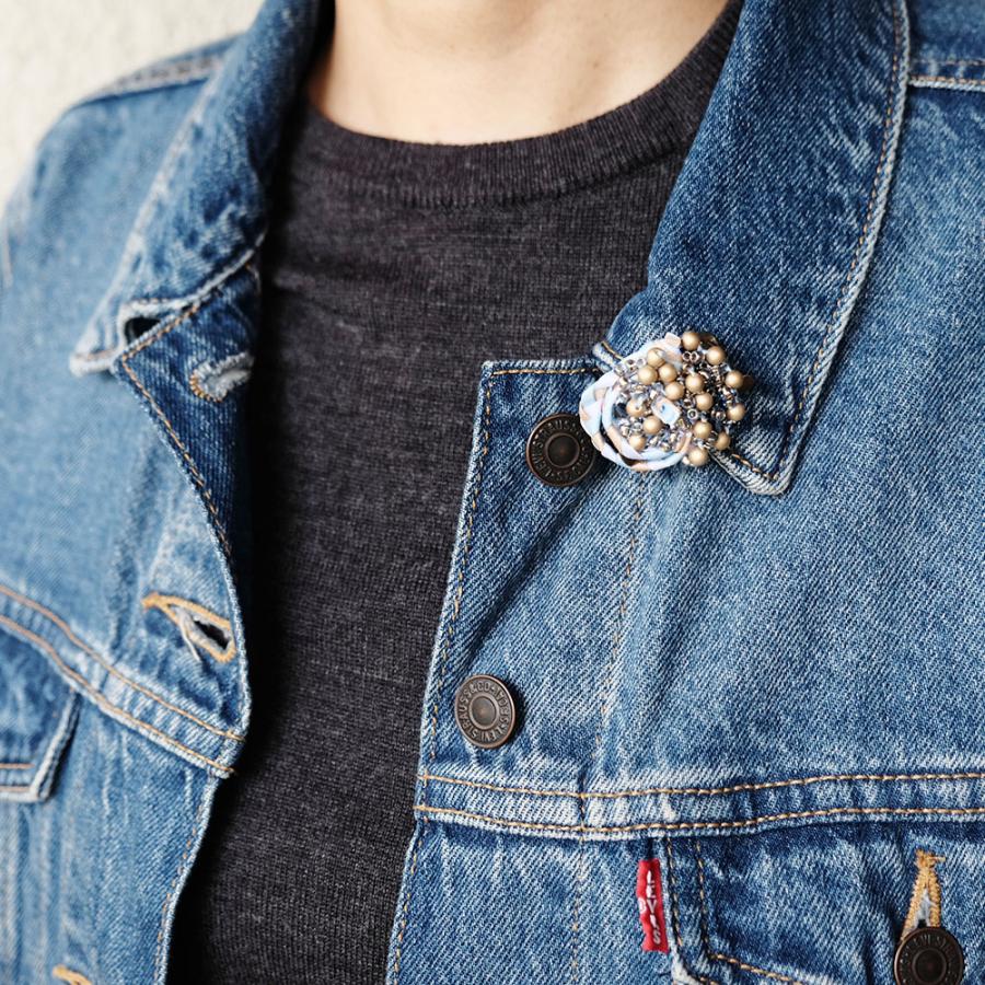 紅女　joncher　ビーズリボンくるくるミニクリップブローチ（ライトブルー）　クリップにもブローチにもなる2wayアイテム |  | 04