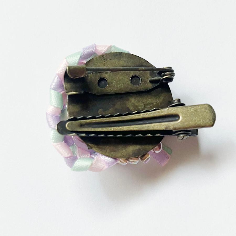 紅女　joncher　ビーズリボンくるくるミニクリップブローチ（ライトパープル）　クリップにもブローチにもなる2wayアイテム |  | 03