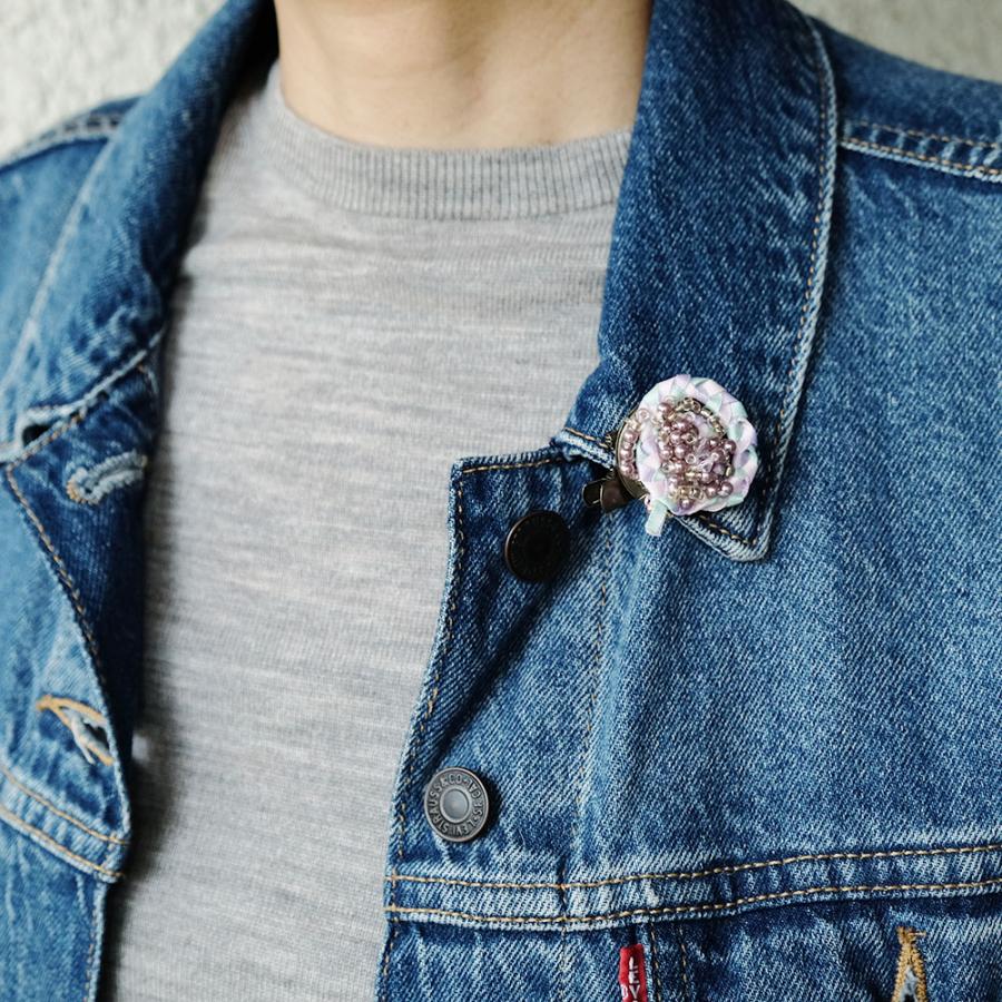 紅女　joncher　ビーズリボンくるくるミニクリップブローチ（ライトパープル）　クリップにもブローチにもなる2wayアイテム |  | 04