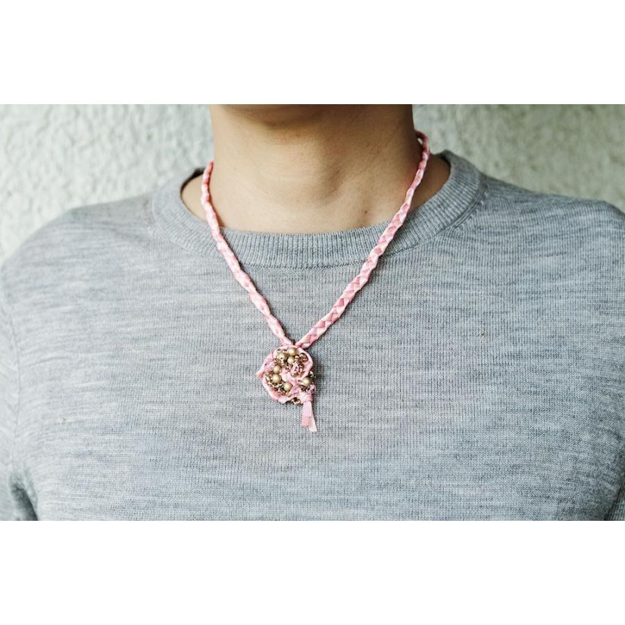 紅女　joncher　ビーズリボンペンダント（ピンク）　ビーズ・リボンを組み合わせたペンダント |  | 06