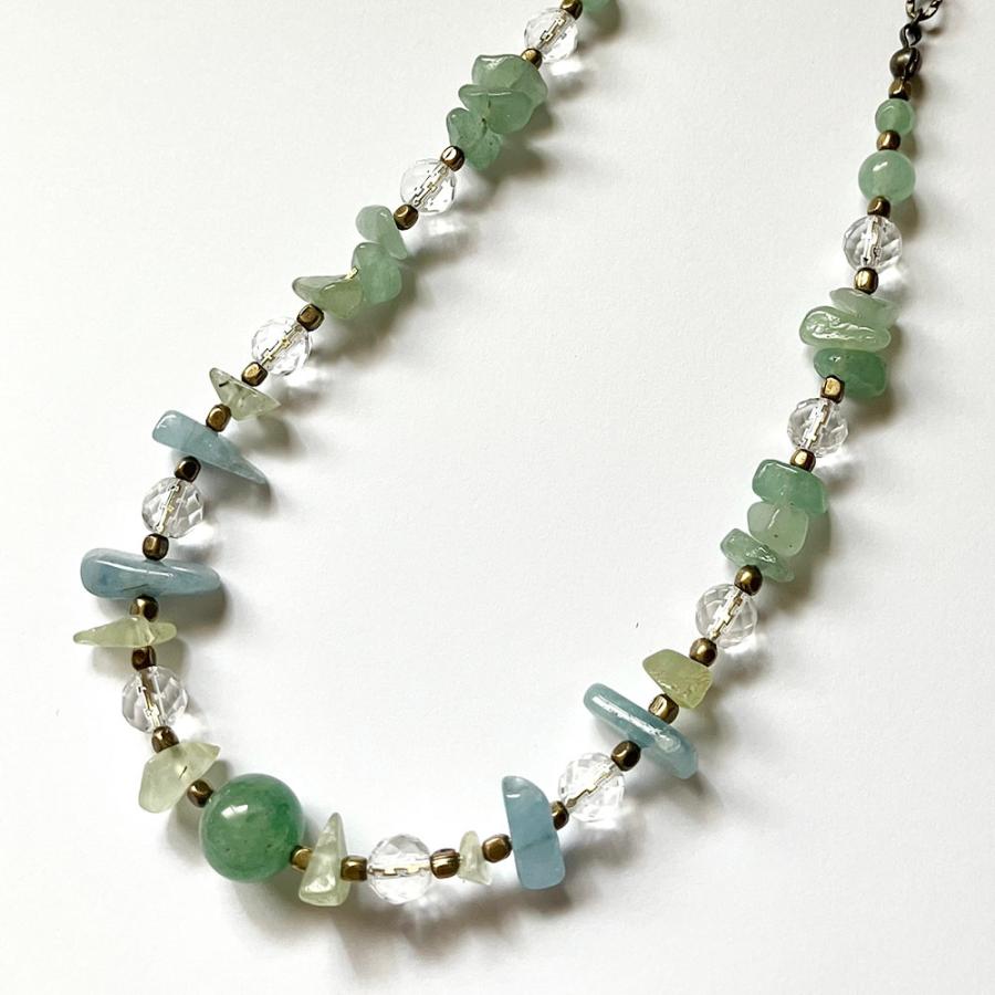 紅女　joncher　天然石ネックレス（グリーンアベンチュリン・水晶・プレナイト・ベリル） | 
