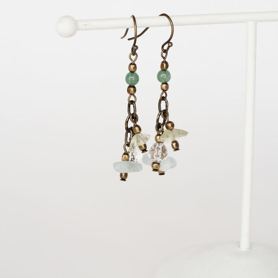 紅女　joncher　天然石ピアス（グリーンアベンチュリン・水晶・プレナイト・ベリル） |  | 01