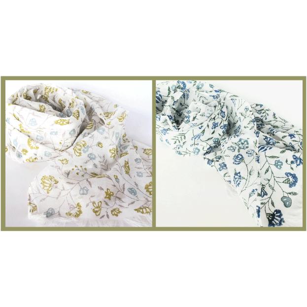 シサム工房・サシャ　手織りオーガニックコットンガーデンストール（ライム　ブルー）（フェアトレード商品） | シサム工房 | 06